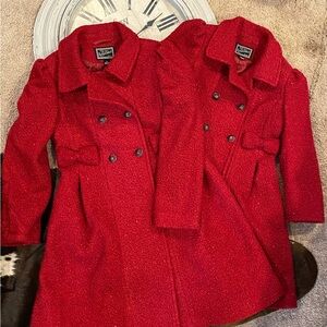 ROTHSCHILD Red Dressy Sparkle Pea Coat Jacket Girls Size Medium & Large
